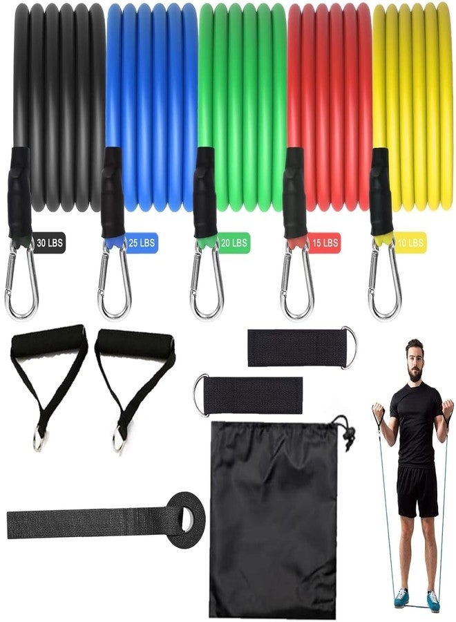 NestPlay 11 Piece Gym Power Resistance Band Set for Workout, Exercise, Pull Ups, Tricep, Legs, Rubber Tube with Door Anchor and Hook (Multicolor) - Image 3