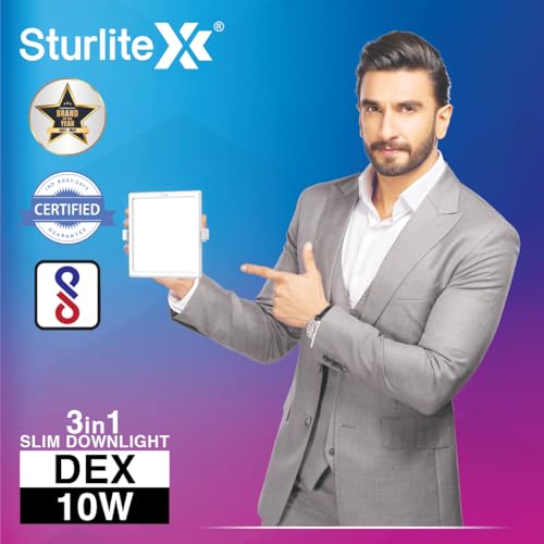 Sturlite Dex (3 in1) Square LED Downlight|Warm, Neutral & Cool White Color Temperature|1500 Lumens with CRI Tech for Various Ceiling Types and Rooms (10W, Pack of 2) - Image 2