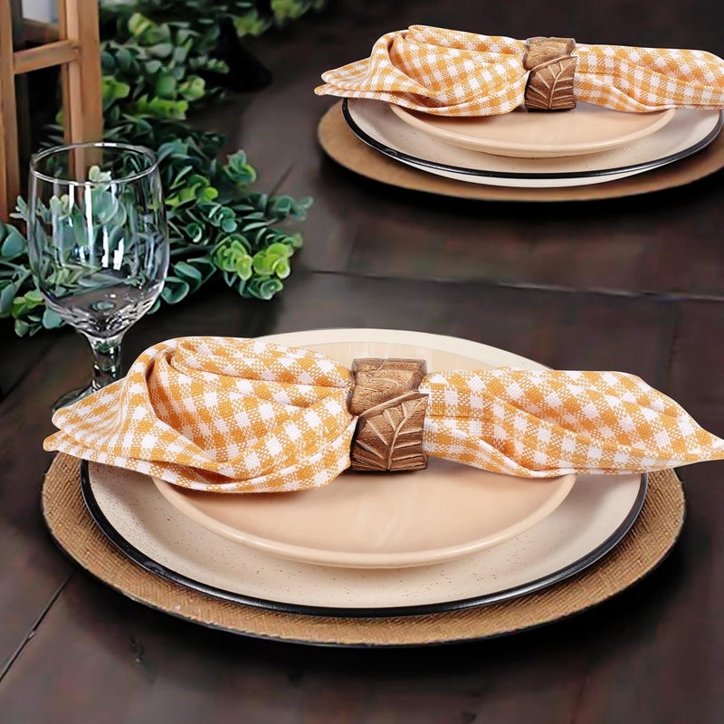 Native Fab Gingham Cloth Napkins 16x16 inches 100 Cotton Dinner Napkins with Checks Set of 12 Machine Washable Cloth Napkins Soft Breathable Absorbent Yellow White - Image 2