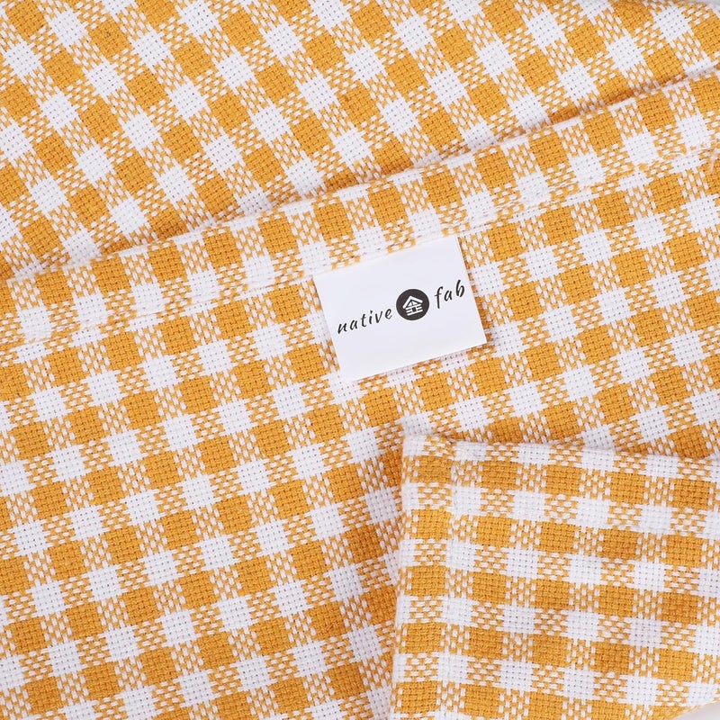 Native Fab Gingham Cloth Napkins 16x16 inches 100 Cotton Dinner Napkins with Checks Set of 12 Machine Washable Cloth Napkins Soft Breathable Absorbent Yellow White - Image 3