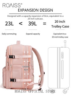 roaiss High Capacity Business Travel Backpack Expandable Luggage Bag for Short Trips Dry and Wet Separation Scientific Storage Business Computer Bag Simple Solid Color Design with Independent Shoe Storage  - Image 4