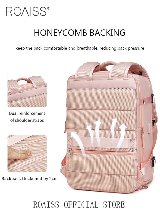 roaiss High Capacity Business Travel Backpack Expandable Luggage Bag for Short Trips Dry and Wet Separation Scientific Storage Business Computer Bag Simple Solid Color Design with Independent Shoe Storage - Image 5