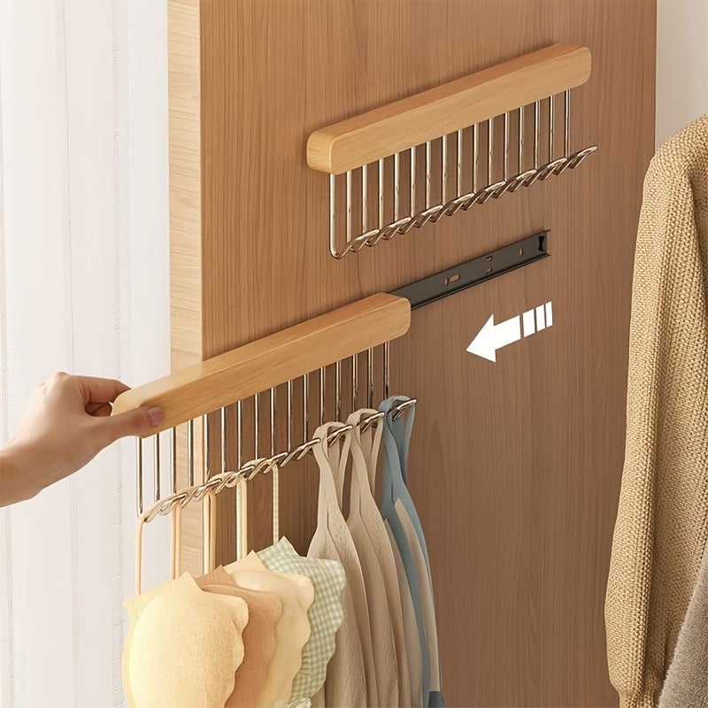 8 Button Pull Out Sliding Hanger For Closet Belts Ties Scarves Jewelry - Image 1
