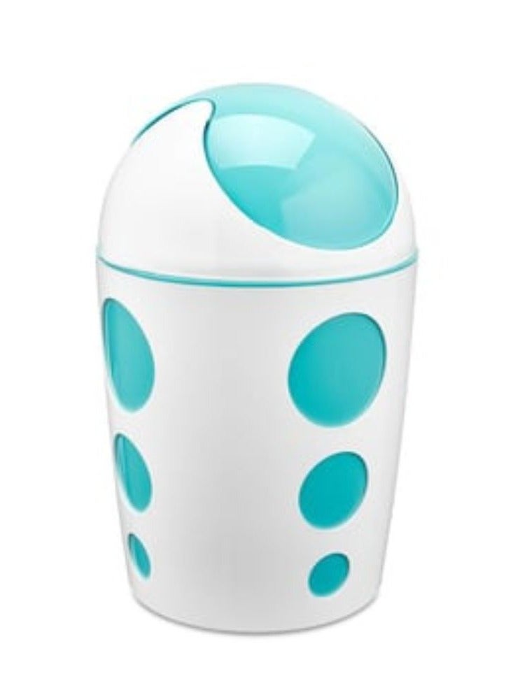 فلورا سلة مهملات بلاستيكية يمكن أن تتأرجح بغطاء علوي، سلة قمامة لتوفير المساحة المدمجة أسفل الطاولة والعدادات، غطاء قابل للإزالة للمطابخ والحمامات وغرف النوم والمكاتب، 8 لتر تركواز