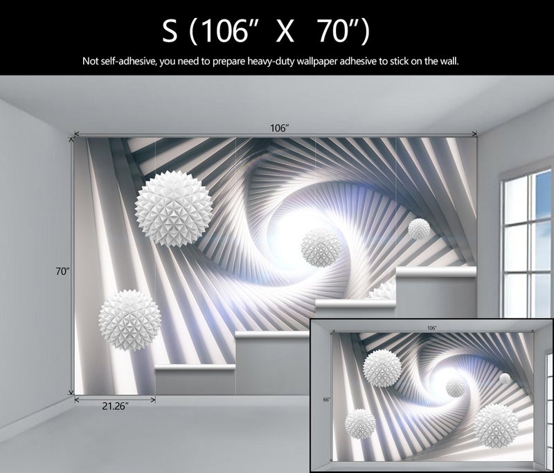 WFBHUA - 3D Space Tunnel Wallpaper Living Room Abstract Architecture Mural for Meditation Room (Not Peel and Stick) - Image 4
