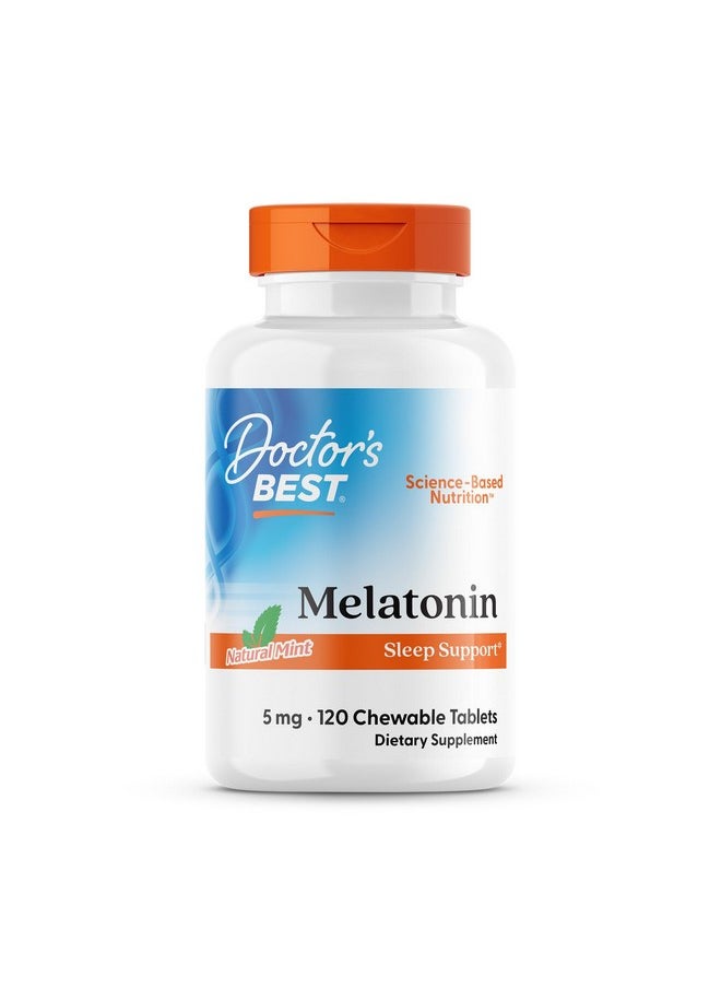 Doctor's BEST Doctor's Best Melatonin, Helps Promote Healthy Sleep, Jet-Lag, Brain Health & Cognitive Function, Non-GMO, Vegan, Gluten Free, 5 Mg, 120 Chewable Tablets  - Image 1