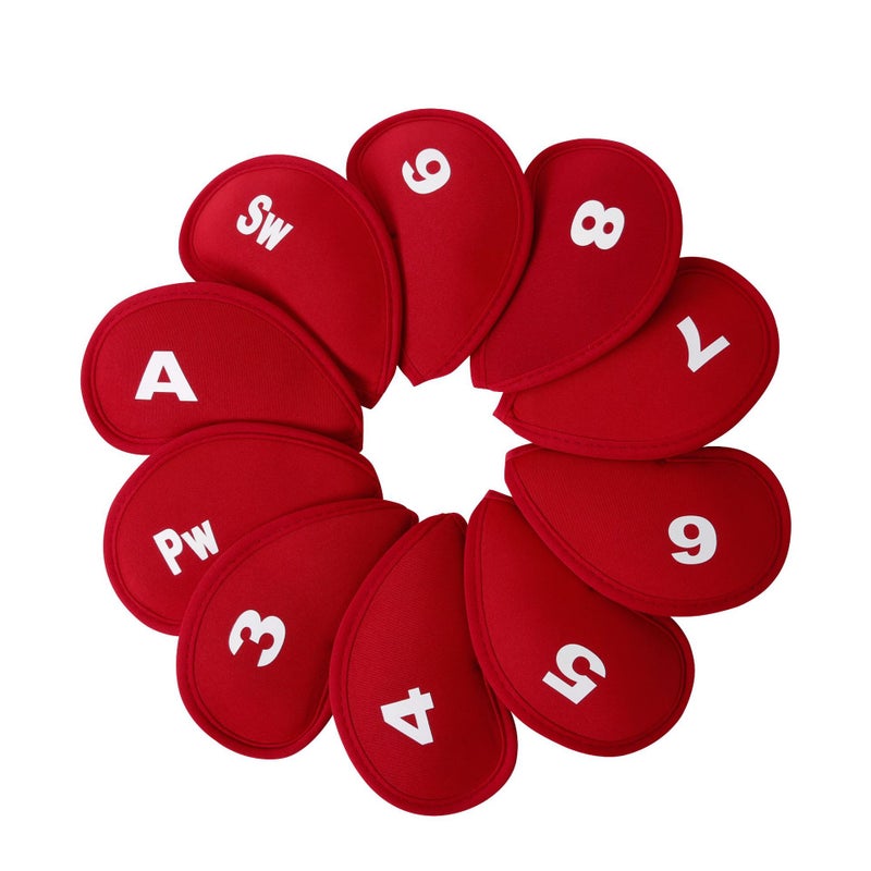 Generic Premium Golf Club Head Covers Set of 10 red foaming