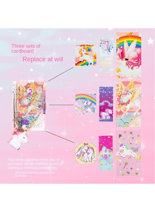 Bluejw Girl's Heart Hand Book Suit Girl's Cute High-face Value Quicksand Girl's Hand Book Gift Box Notebook Stationery - Image 5