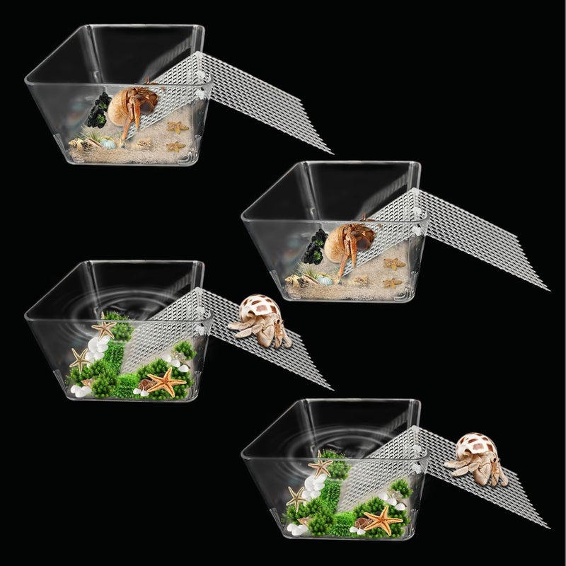 Iffitya 4 Packs Hermit Crab Water Tank - Ideal Hermit Crab Pool Combination - Water Tank with Cuttable Climbing Ramp - Image 1