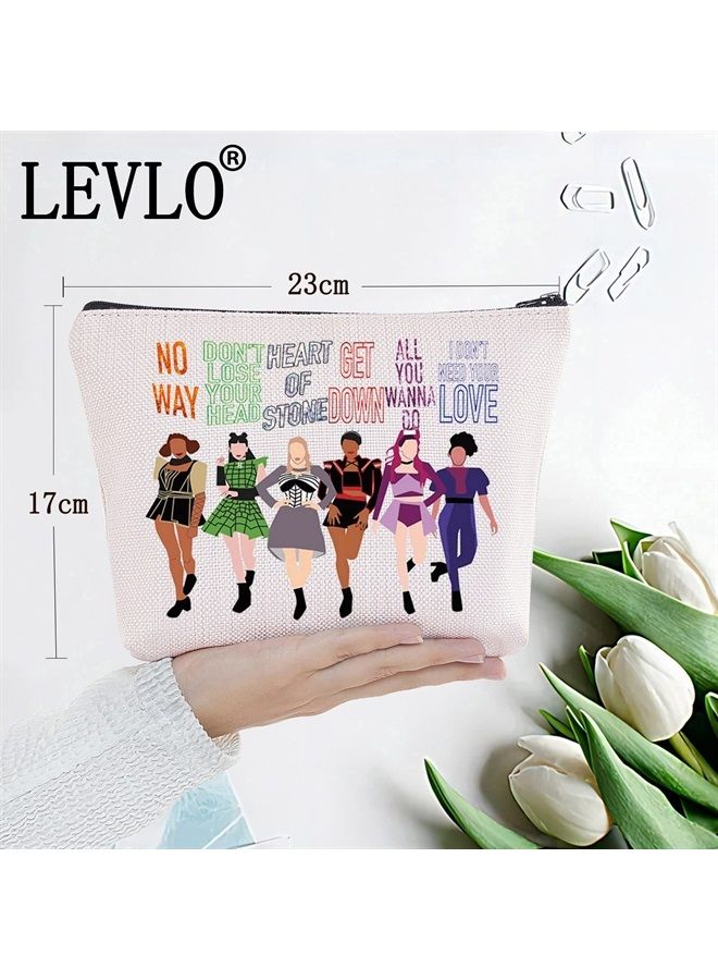LEVLO Broadway Queen Cosmetic Make Up Bag Gift For Musical Theater Lover Six Queen Musical Make Up Zipper Pouch Bag (Broadway Six) - Image 2