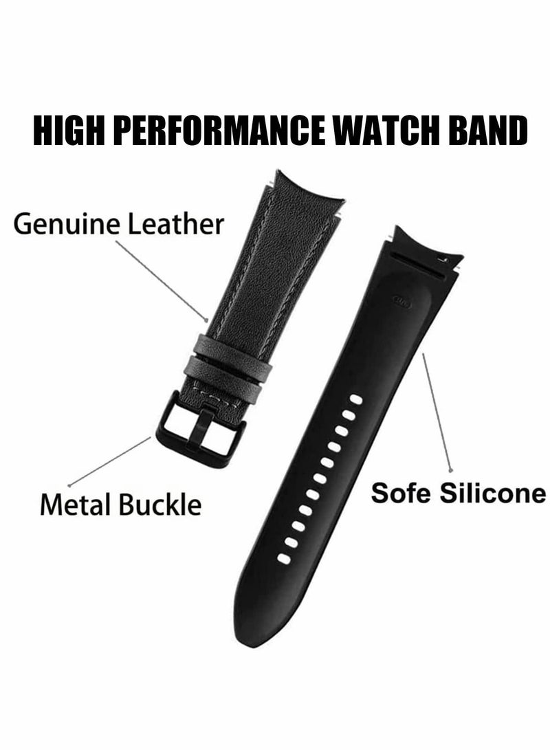SYOSI Leather Watch Band for Galaxy Watch 4/4 Classic 42mm/46mm, 2 Pcs 20mm Quick Release Watch Strap - Image 2