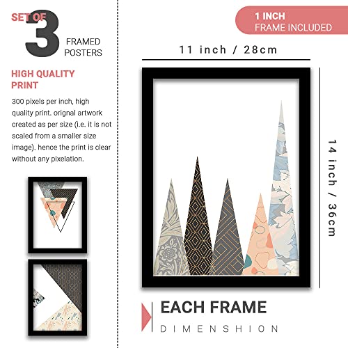 HEVEAModern Art Wall Decor Framed Paintings for Living Room - Abstract Art Framed Wall Posters / Paintings with Frame for Home Decoration - Wall Paintings / Hangings (11 inch x 14 inch, Framed, Multicolor, Black) -Set of 3 - Image 2