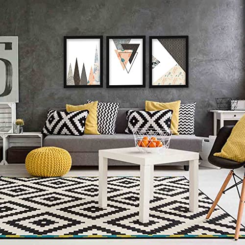 HEVEAModern Art Wall Decor Framed Paintings for Living Room - Abstract Art Framed Wall Posters / Paintings with Frame for Home Decoration - Wall Paintings / Hangings (11 inch x 14 inch, Framed, Multicolor, Black) -Set of 3 - Image 4