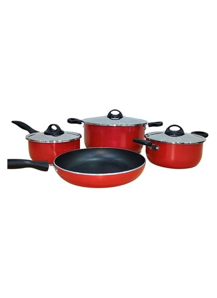erorex 7Pcs Complete Cookware Set - Non Stick Stainless Steel - Heat Resistant Handles - Dishwasher Safe - Frypan 24cm with SS Lid  - Image 1