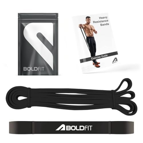 Boldfit Heavy Resistance Band for Exercise & Stretching, Pull Up Band Suitable in Home & Gym Workout, Power Bands for Men & Women. (Black 15-30 kg Resistances)(Material: Natural Rubber) - Image 1