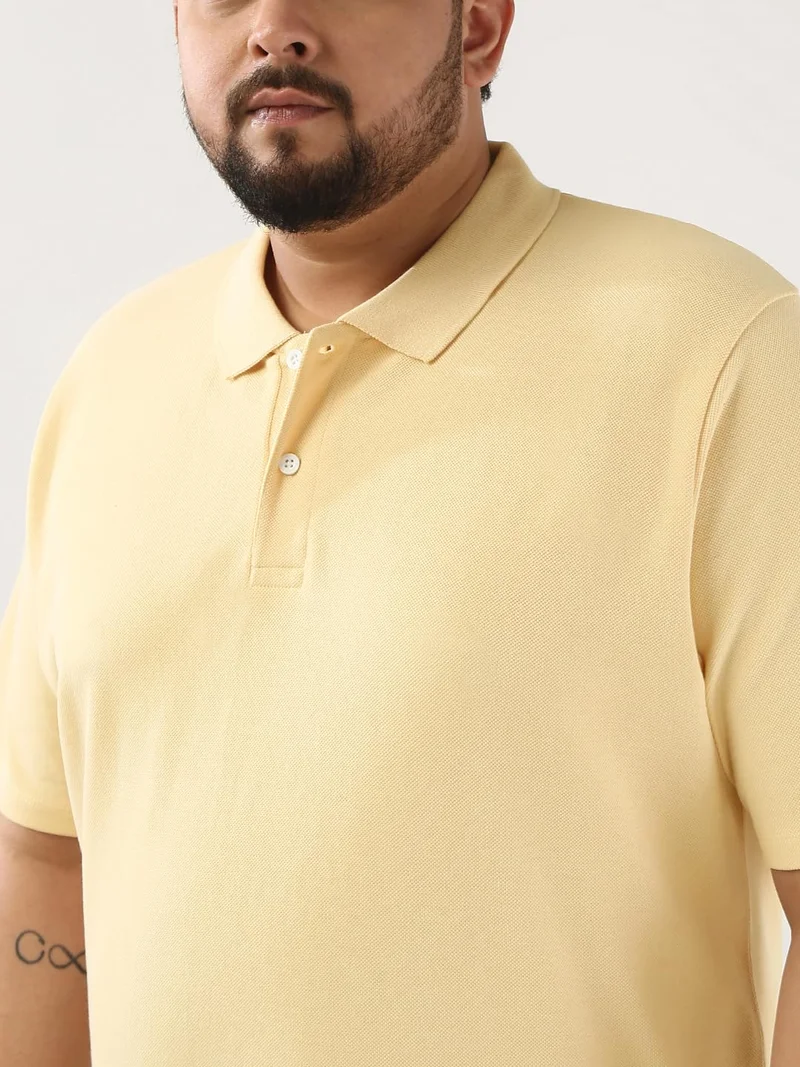 Urbano Fashion  Urbano Plus Men's Beige Solid Regular Fit Half Sleeve Cotton Polo T-Shirt  | Best Price UAE
