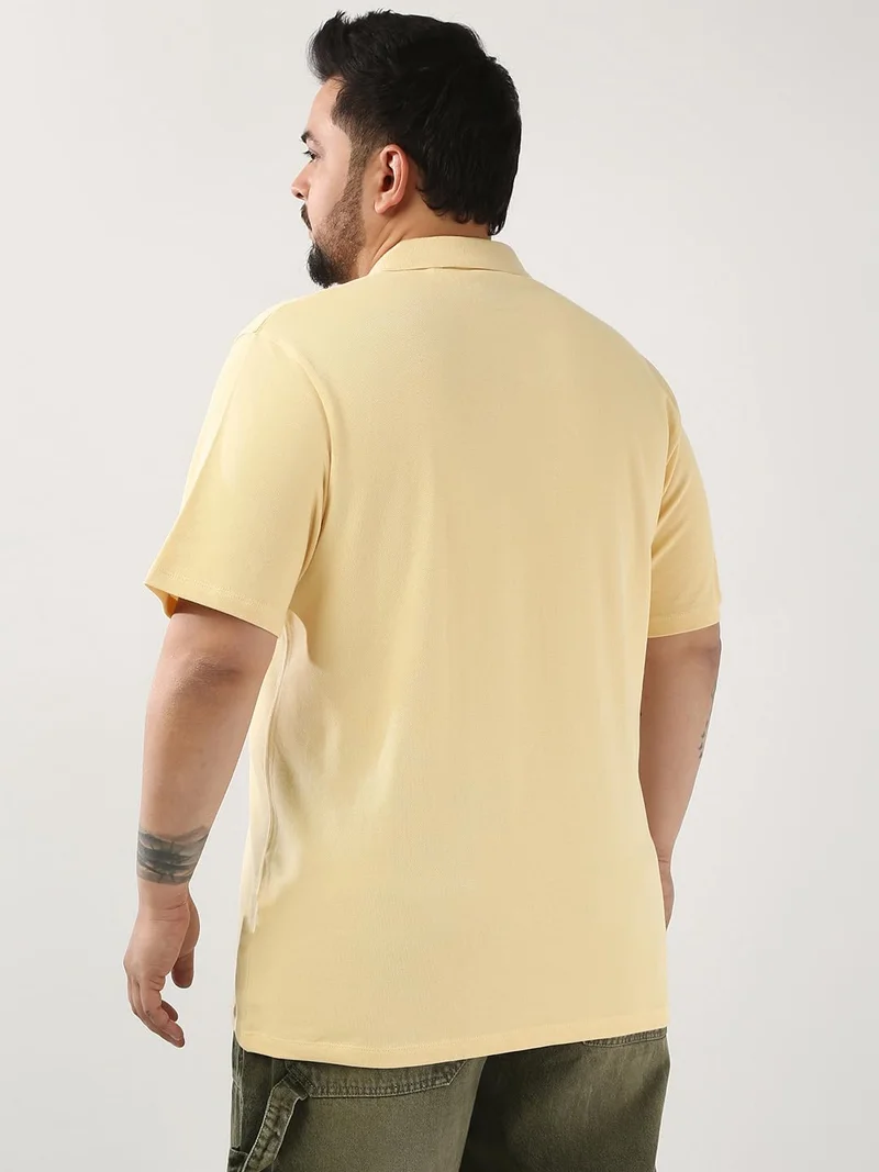 Urbano Fashion  Urbano Plus Men's Beige Solid Regular Fit Half Sleeve Cotton Polo T-Shirt  | Best Price UAE