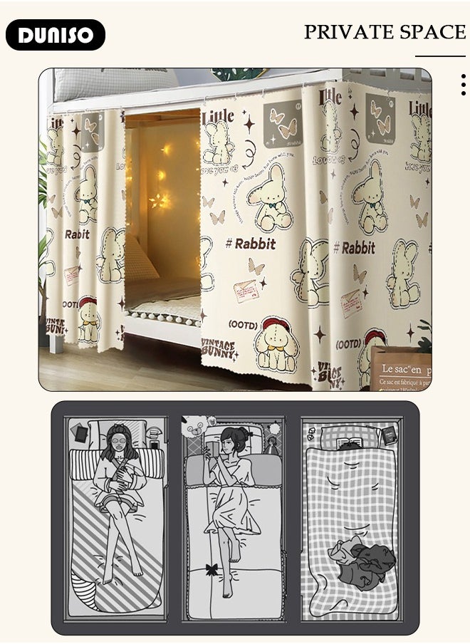 DUNISO Blackout Bottom Bunk Bed Curtains Dormitory Room Lightproof Decorative Roommate Privacy Cover Canopy Photo Background Decor Backdrop Blackout Curtain 2 Panels  - Image 5