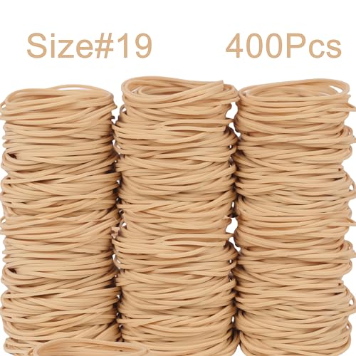 Foshine Rubber Bands Size #19, 400Pcs Approximately 0.45lb Elastic Band Beige Small Rubber Band Home Office Supplies(3-1/2" x 1/16'') - Image 3
