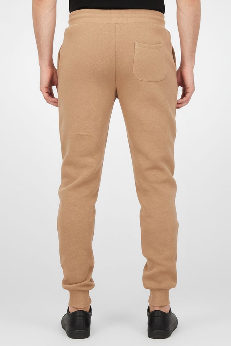 Cavalli Class Men Regular Fit Brand Logo Jogger Pants, Tan - Image 3