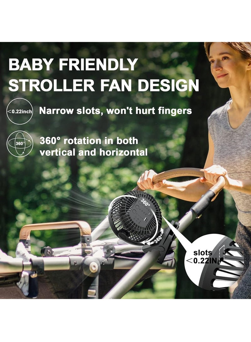 ارواق مروحة محمولة بمشبك، مروحة مكتب مع جهاز تحكم عن بعد ومؤقت، مروحة تبريد شخصية قوية وخفيفة الوزن بمنفذ USB، مروحة طاولة صغيرة هادئة قابلة لإعادة الشحن مع أضواء LED، (قطعة واحدة، أسود) - Image 5