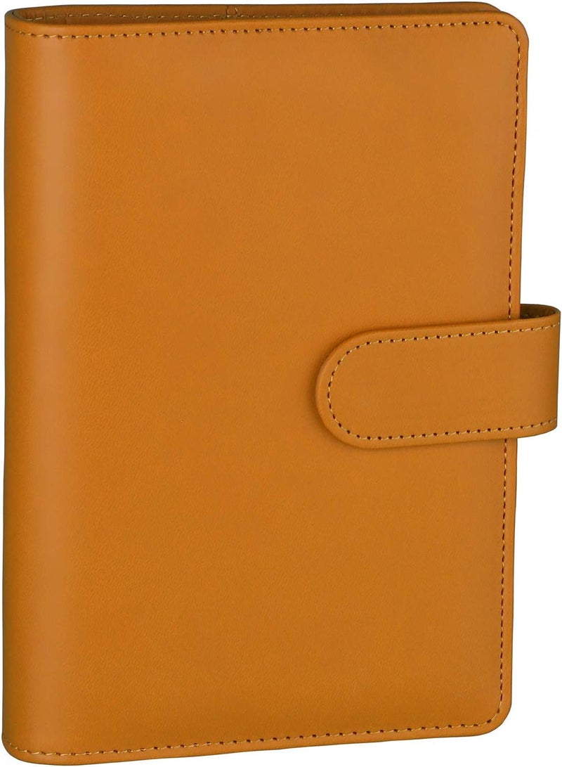 Antner A6 Refillable Synthetic Leather 6-Ring Binder for A6 Filler Paper, Loose-Leaf, Cover with Magnetic Clasp for Budget, Dark Yellow Cost saving design picks - Image 1