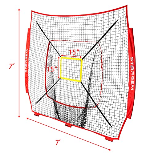 Storgem Replacement Net for Baseball, 7-Strand Knotless Polyester Net, Fits 7x7ft Size Baseball Bow Style Frames (Red) - Image 5