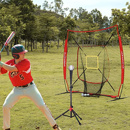Storgem Replacement Net for Baseball, 7-Strand Knotless Polyester Net, Fits 7x7ft Size Baseball Bow Style Frames (Red) - Image 4