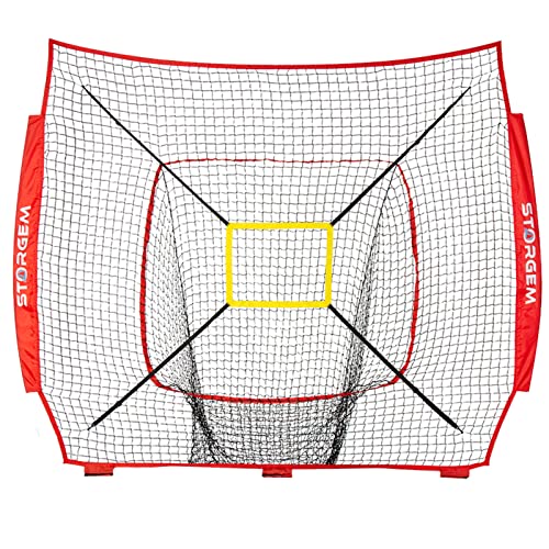 Storgem Replacement Net for Baseball, 7-Strand Knotless Polyester Net, Fits 7x7ft Size Baseball Bow Style Frames (Red) - Image 1