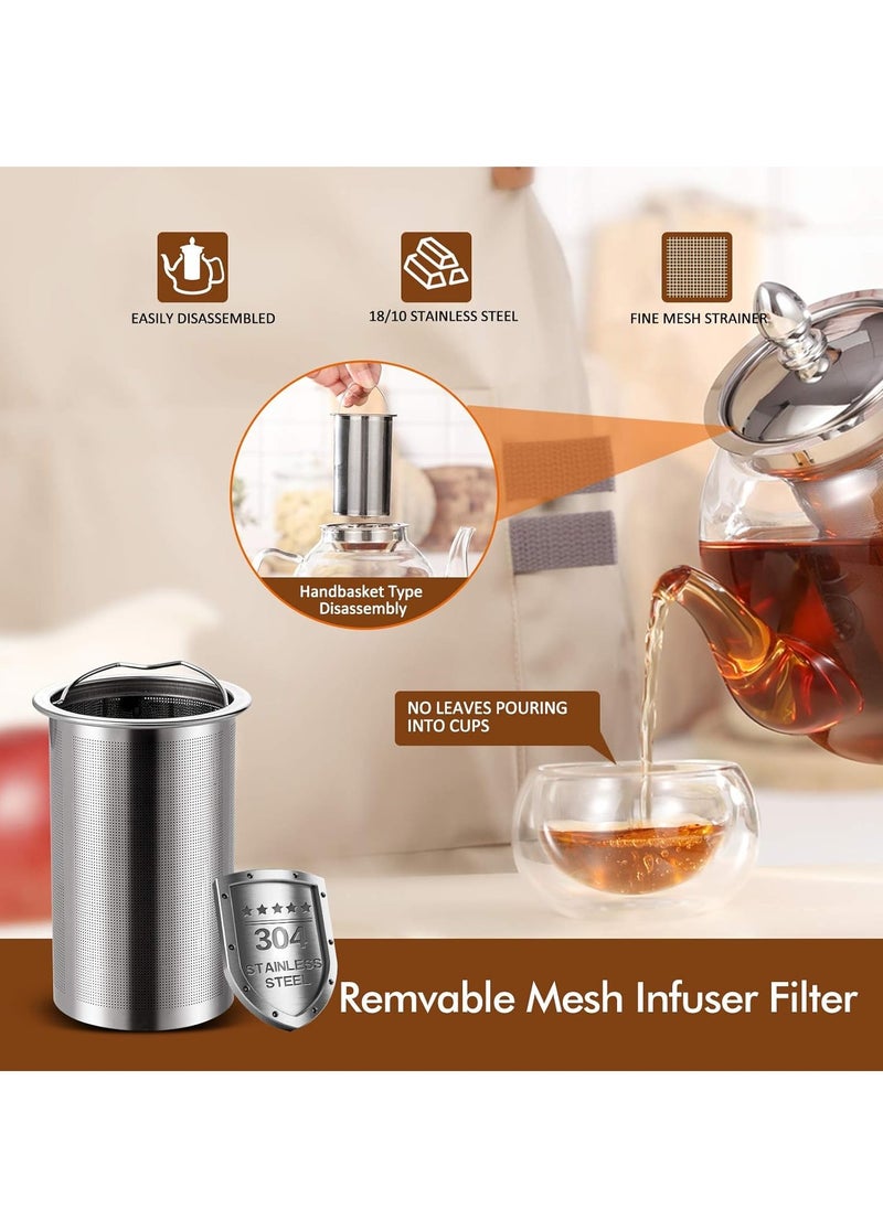 Beauenty Glass Teapot with Removable Infuser, Stovetop Safe Tea Kettle, Blooming and Loose Leaf Tea Maker Set  - Image 3