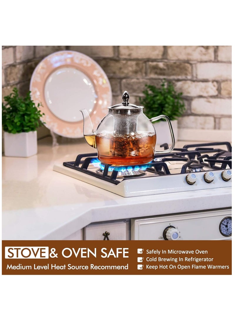 Beauenty Glass Teapot with Removable Infuser, Stovetop Safe Tea Kettle, Blooming and Loose Leaf Tea Maker Set  - Image 4
