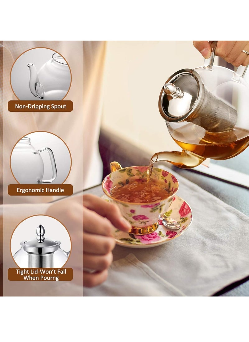 Beauenty - Glass Teapot with Removable Infuser, Stovetop Safe Tea Kettle, Blooming and Loose Leaf Tea Maker Set - Image 1