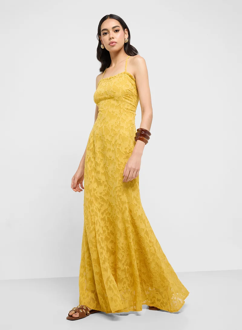 Ginger Textured Yellow Maxi Dress