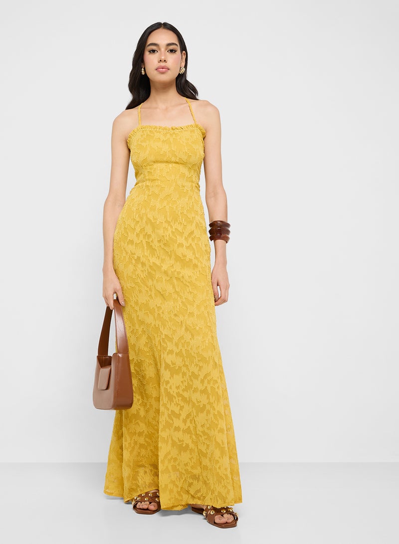 جينجر فستان ماكسي أصفر بنقوش - Image 1
