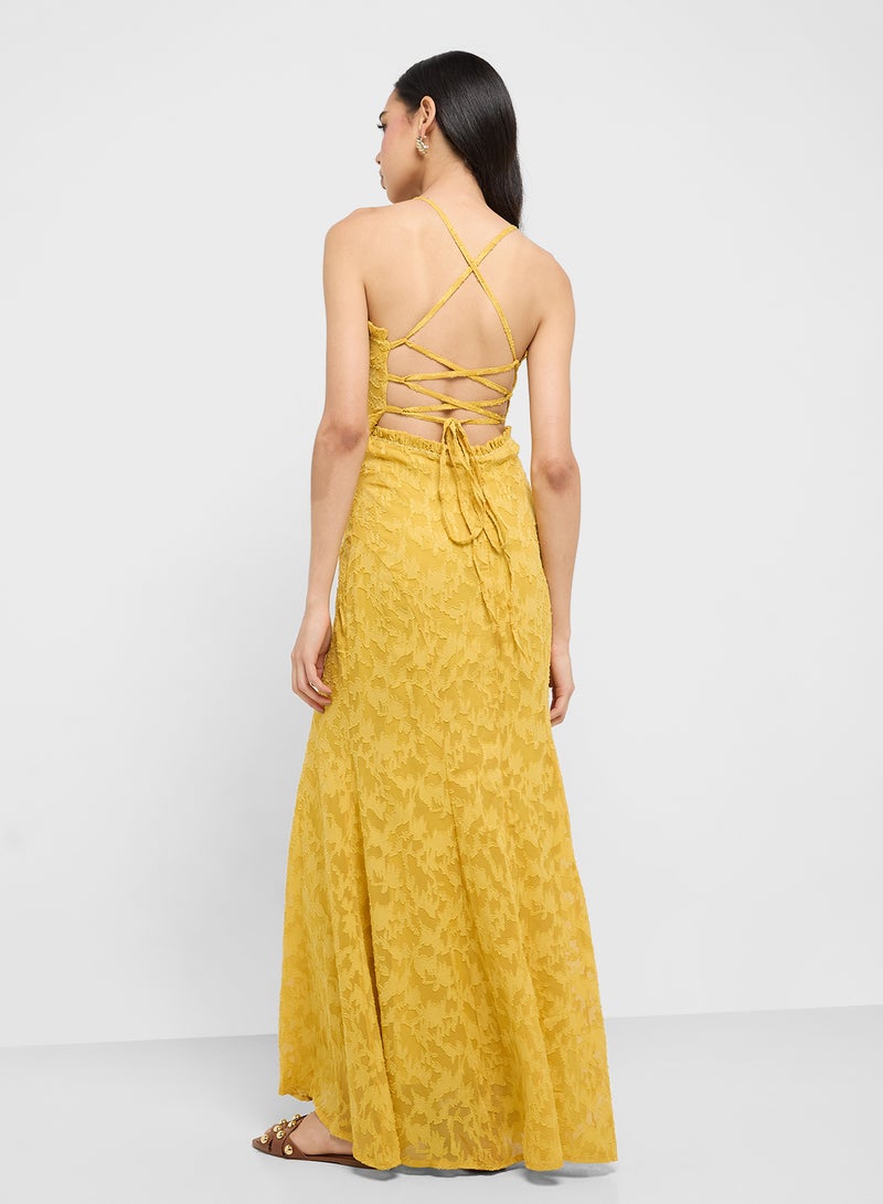 جينجر فستان ماكسي أصفر بنقوش - Image 2