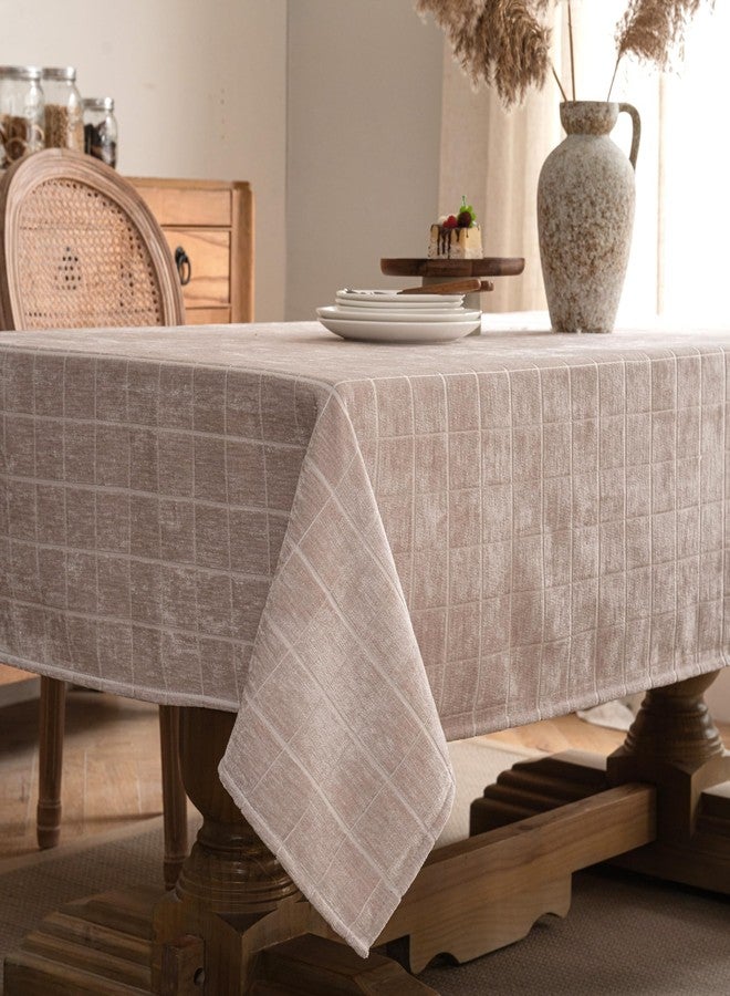 Caflife Khaki Table Cloth Rectangle Table 55x86 Inch, Thick Wrinkle-Free Cotton Linen Polyester Blend Tablecloth, Rustic Farmhouse Boho Modern Simple Textured Decorative Kitchen Dining Table Cover - Image 5
