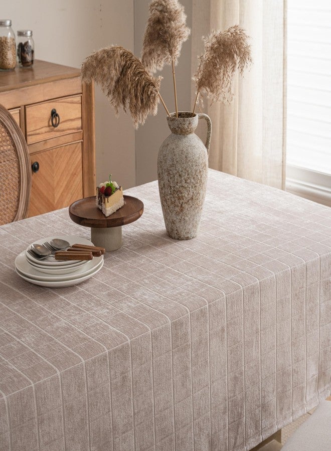 Caflife Khaki Table Cloth Rectangle Table 55x86 Inch, Thick Wrinkle-Free Cotton Linen Polyester Blend Tablecloth, Rustic Farmhouse Boho Modern Simple Textured Decorative Kitchen Dining Table Cover - Image 3
