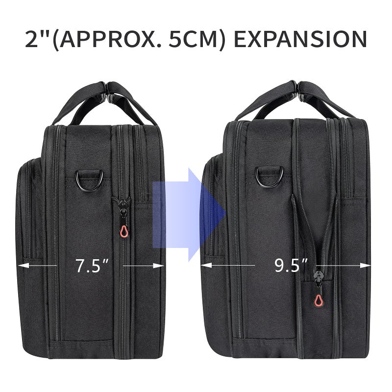 EMPSIGN Stylish Laptop Bag Briefcase, 17.3 Inch Laptop Case Expandable Messenger Bag for Men Water Repellent, RFID Blocking Office Carrying Shoulder Bag for Work Business Travel-Black - Image 4