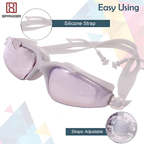 Spanker Swimming Goggles 3D Look Anti-Fog Anti-UV Youth Swim Glasses Leak Proof, Pack of 2 (Grey -Sky Blue) SSTP - Image 3