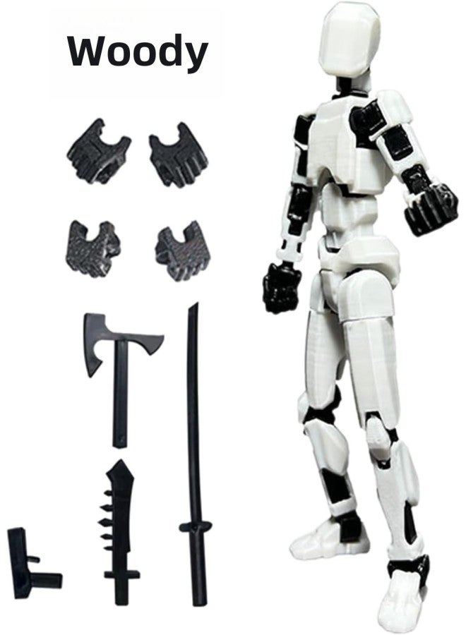 3rd Lucky DIY Doll 3D Printed Toy 13 Joints Movable Full Body Activity Stress Relief Toy Plastic Material From Guangdong-Color:Free White And Black Joint  - Image 1