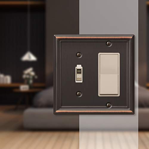 Amerelle 149TRDB Chelsea Wallplate, 1 Toggle / 1 Rocker, Steel, Aged Bronze, 1-Pack - Image 3