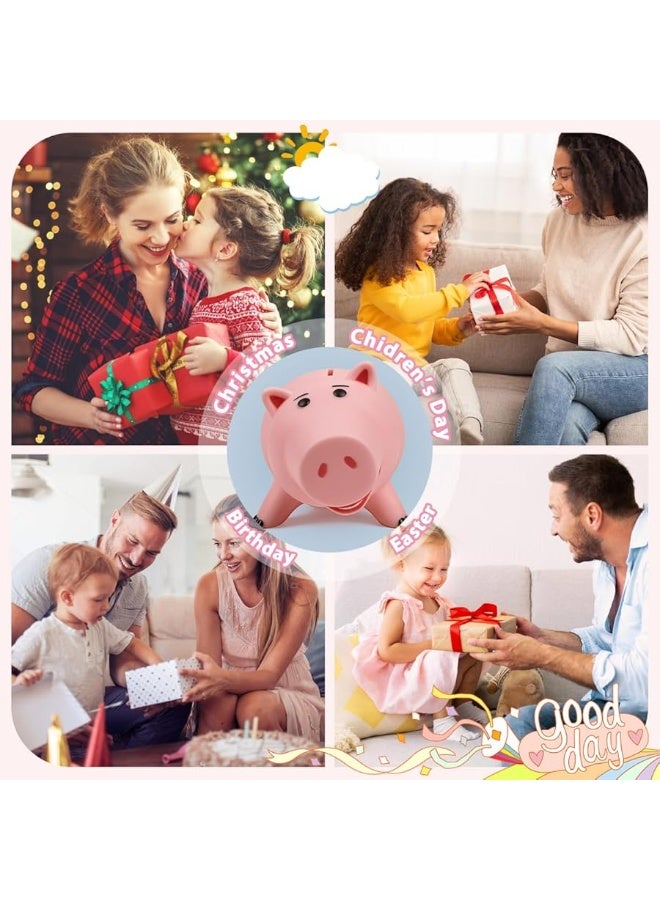 PHOCAS حصالة هام بيغ غير قابلة للكسر، حصالة خنزير وردية لطيفة، حصالة بلاستيكية لتوفير النقود للأطفال، هدية عيد الميلاد أو عيد الميلاد، - Image 4