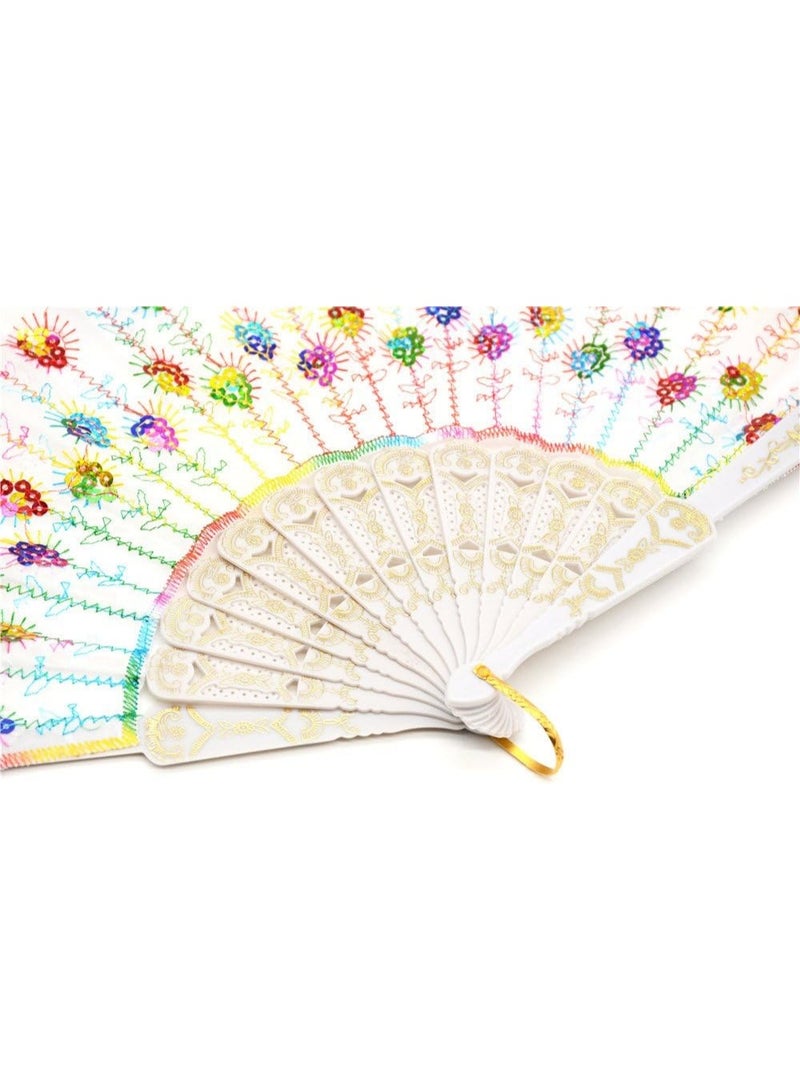 Women's foldable hand fans featuring colorful peacock-tail-inspired designs – classic Spanish-style fans, suitable for weddings, décor, and gifts (assorted colors, set of 12). - Image 3