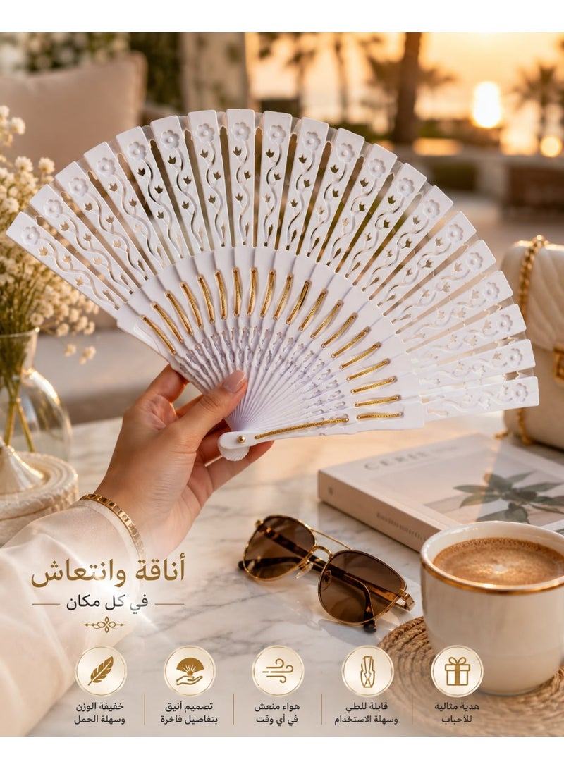 Women's foldable hand fans featuring colorful peacock-tail-inspired designs – classic Spanish-style fans, suitable for weddings, décor, and gifts (assorted colors, set of 12). - Image 4