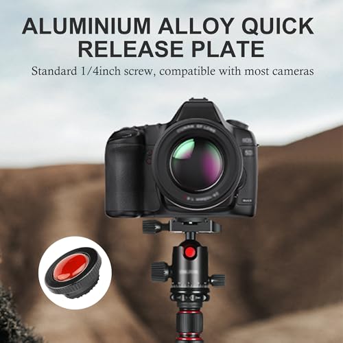 Acouto Quick Release Plate Mini Aluminium Alloy Camera Round Quick Release Plate Head 1/4 inch Screw for Compact Action Tripod Mounts Clamps Red Replacement - Image 4