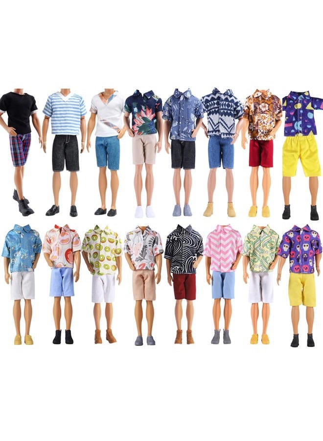 E-TING 3 Sets Casual Wear T-Shirt Jackets Pants Pack Clothes with 3 Pairs Shoes for 12″ Boy Doll - Image 1