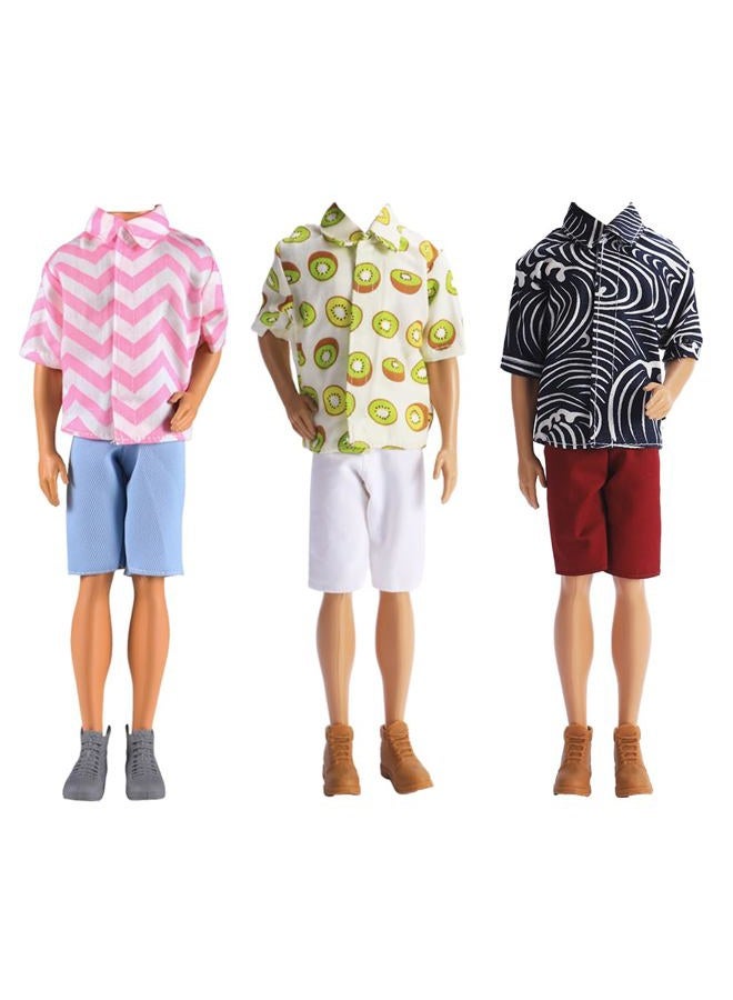 E-TING 3 Sets Casual Wear T-Shirt Jackets Pants Pack Clothes with 3 Pairs Shoes for 12″ Boy Doll - Image 3