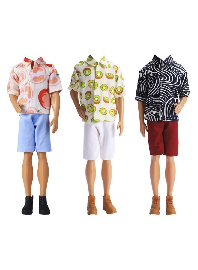 E-TING 3 Sets Casual Wear T-Shirt Jackets Pants Pack Clothes with 3 Pairs Shoes for 12″ Boy Doll - Image 4