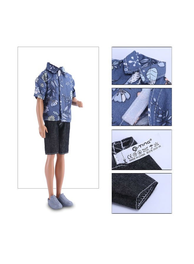 E-TING 3 Sets Casual Wear T-Shirt Jackets Pants Pack Clothes with 3 Pairs Shoes for 12″ Boy Doll - Image 5