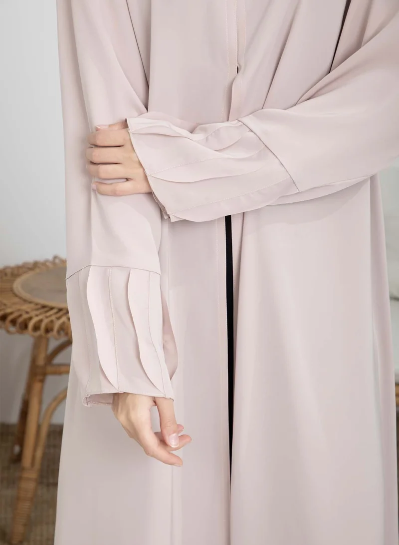 أم سكوير فاشن Pink Korean Nida Abaya with Frilled Cuffs